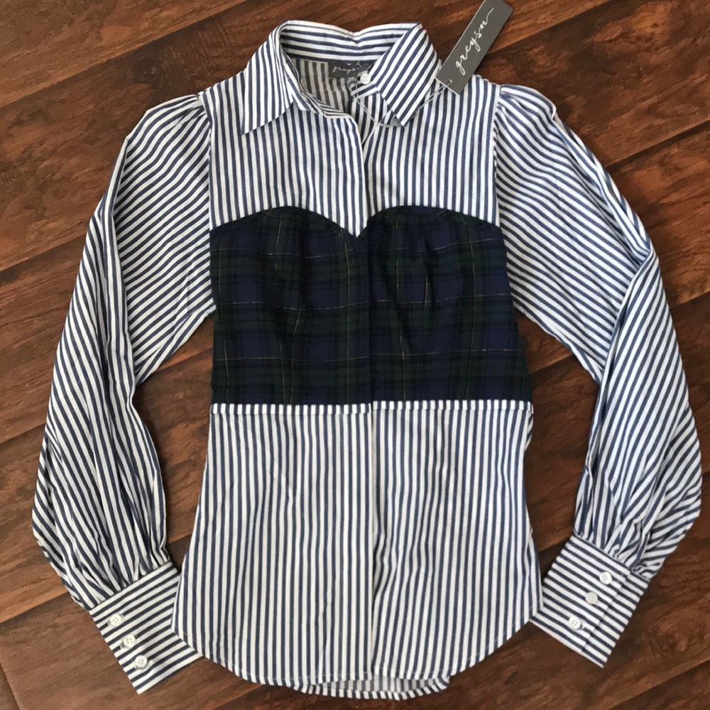 Plaid/striped button down